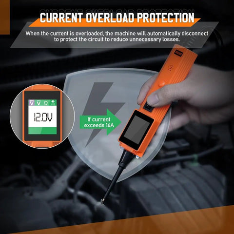 Using Power Circuit Probe Tester Kit For Automotive Electrical Systems With 0 To 65 Volts Test Light in engine bay.