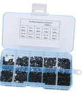 Small Round Head Screws Set 1000 Pcs Miniature Fasteners in a compartmentalized box for electronics, machinery, and car models.