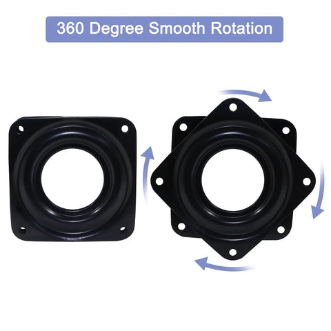 Two Pack Three Inch Square Lazy Susan Turntables With Heavy Duty Steel Ball Bearing Rotating Trays Swivel Plates For Dining Tables Chairs Pantry And Organizer Black showing 360 degree smooth rotation