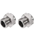 Two Stainless Steel Exhaust Muffler Set For Pneumatic Systems, G1 Quarter Male Thread Flat Silencer With Strainer, 2 Pack