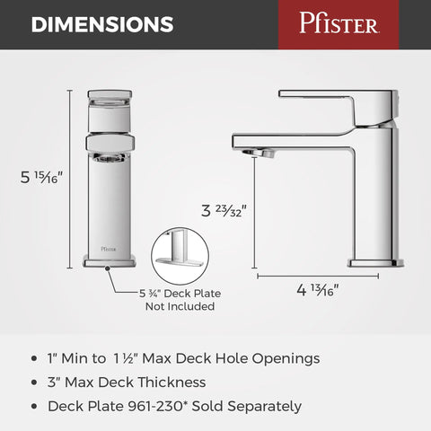 Diagram showing dimensions of single handle 4 inch centerset bathroom sink faucet chrome finish with detailed measurements.