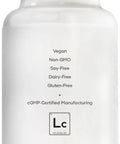 Lithium Calm Plus Supplement With Lithium Orotate, Magnesium Glycinate And Oxide, And L Theanine For Real Focus And Calm, Gluten Free Non GMO, 60 Capsules shown in a white bottle labeled vegan and non-GMO.