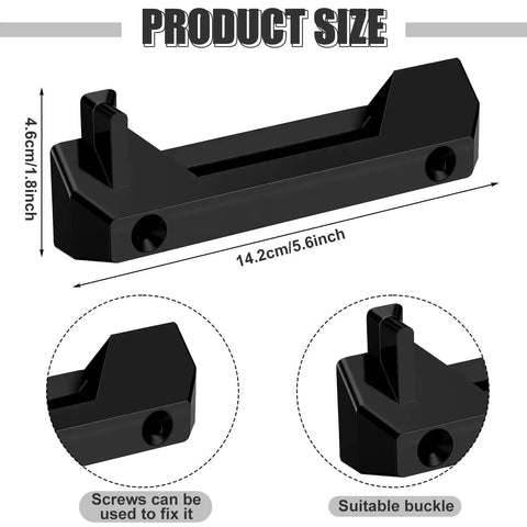 Black Mounting Feet Kit For ToughBuilt StackTech Mounting Plate Brackets Cleats 12 Pack Heavy Duty, size 5.6 x 1.8 inch shown.