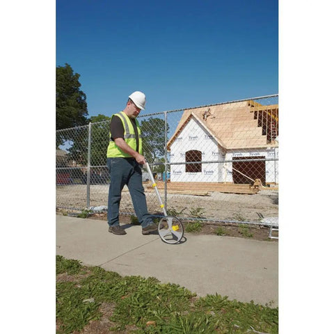 Rolatape RT312 12.5 Inch Aluminum Measuring Wheel Built To Last With Lightweight Durable Design For Landscaping And Construction, Ergonomic Pistol Grip, Yellow Great For Yards And Job Sites, used on sidewalk