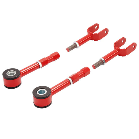 Adjustable Rear Traction Rod Kit For Nissan 350Z Z33 And Infiniti G35 Coupe Sedan Tighten Up Handling And Stability With Precision Steering Steel Radius Arms Powder Coated Red, red pair