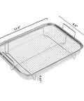 Dimensions of stainless steel Nonstick Mesh Air Fryer Basket Set For Oven, Stainless Steel Grill Tray Wire Rack Roasting Basket 2 Piece