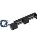 Linear slide stage actuator with NEMA 11 motor, black housing, 100 mm travel, T6x1 screw
