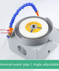 Heavy Duty Wet Bench Grinder Electric Sander With Adjustable 0-2000 Rpm Speed And Bidirectional Rotation showing angle adjustable water pipe and diamond disc.