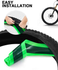 Bike Tire Liner Inner Tube Flat Protector For Mountain Bikes Fits 12 16 18 20 22 Inch Tires 3.0 To 4.5 In 1 Mm Polyurethane 6.1 Ft Long Black And Green installation