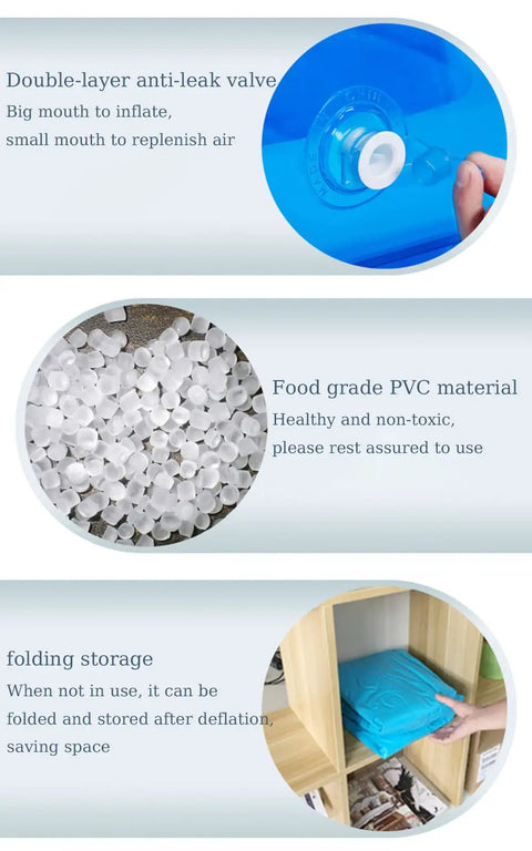 Blue Inflatable Bath Tub With Electric Air Pump Portable Foldable Soaking Spa Tub anti-leak valve, PVC material, folding storage