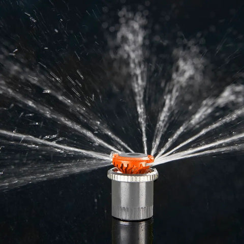 MP Rotator Nozzle MP800SR Female Thread Adjustable Arc 90 to 210 Degrees spraying water in lawn sprinkler setup