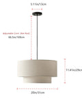 Two Tier Drum Pendant Light With Adjustable Hanging Wire Hassle Free Install And Streamlined Design nails farmhouse vibe with 20in off white shade.