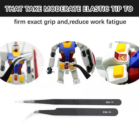 108 Piece Model Tools Kit For Modelers And Hobbyists with tweezers and model detailing close-up