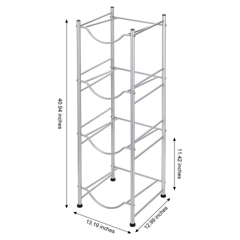 4 Tier Water Jug Rack Stand For 5 Gallon Jugs, Detachable Dispenser Holder For Home Kitchen Office, Heavy Duty Steel With Silver Finish