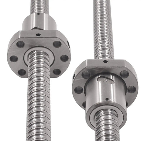 Close-up of 2005 Linear Motion CNC Ball Screw With Anti Backlash Nut 300mm Long 20mm Diameter SFU2005 5mm Lead End Machining