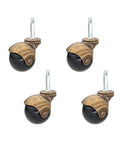 Set Of 4 Swivel Plate Ball Casters With 2 Inch Cyan Wheels In Antique Brass Finish Heavy Duty Furniture Casters For Chairs And Tables