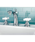 Victorian Widespread Bathroom Faucet In Polished Chrome With 8 To 16 Inch Spread Solid Brass And ABS Construction