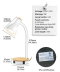 Metal Desk Lamp With Fast Wireless Charging Pad And USB Ports, Arc Table Light, ETL certified in white finish with size details