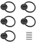 Black Metal Kitchen Cabinet Handles And Ring Pulls For Cabinets And Drawers Single Hole Installation Knobs With Screws set of five