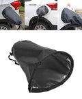 Hella Solid EV Charger Port Cover With A Super Snug Magnetic Seal And A Lightweight Foldable Shape To Keep Your Electric Cord Dry And Fully Shielded From Gnarly Weather Outdoors on a car, waterproof design.