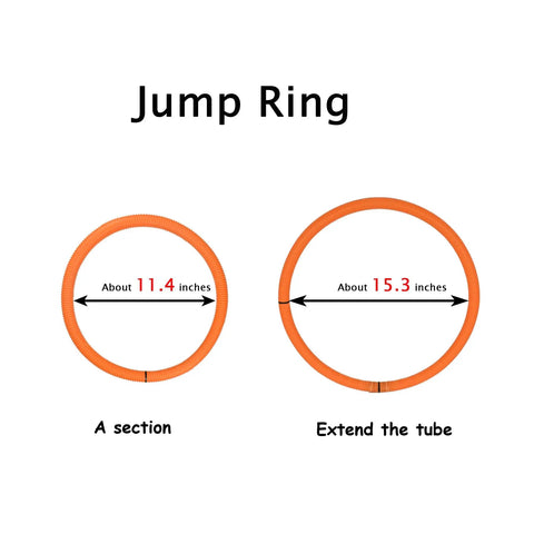 Jump ring sizes in 2.6 Ft Dog Agility Obstacle Course Set For Backyard Training With Wave Poles Adjustable Hurdles.