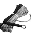 Heavy Duty Synthetic Winch Rope One Fifth Inch By Fifty Foot With Thimble High Tensile Nylon Recovery Strap For Off Road Trucks Atv Utv, gray braided nylon rope.