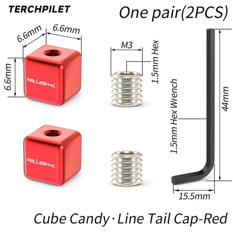 Alloy Bike Cable End Caps Set For Road And Mountain Bikes, Durable Crimps With Square Wire Tail Caps, Machine Screws And Hex Spanner, Secure Brakes And Smooth Shifting