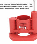 Precision Woodworking Router Lift Base With 46Mm Adjustable Height showing red ABS material design for 63 to 65Mm motors.
