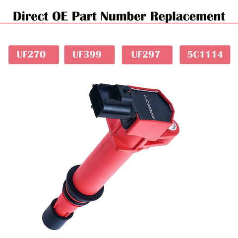 Close-up of ignition coil for Six Pack Ignition Coils for 3.7L V6 Fits 2002-2008 Jeep Grand Cherokee and more, OE UF270.