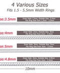 Image showing four various sizes of clear silicone ring size adjuster guard for loose rings, fits rings 1.5 to 5.5mm in width.