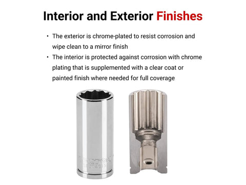 Chrome-plated socket showing interior and exterior finishes, part of the Three Eighth Inch Drive Semi Deep 12 Point Socket Set With Rail Nineteen Piece Metric Range Six To Twenty Four Millimeters Large Markings For Easy Read Ideal For Autos DIY And Home Garage.