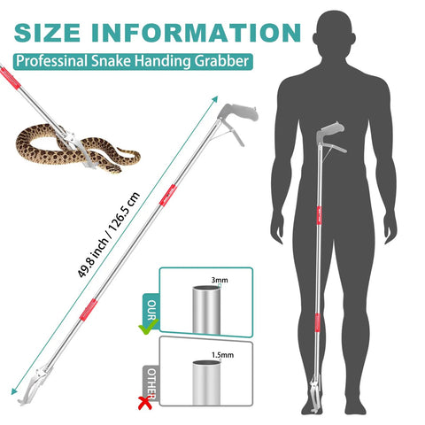 50 Inch Collapsible Snake Grabber Tool Stainless Steel Reacher With Hook Tongs And Pole For Safe Snake Handling And Rattlesnake Catching Pro Grade Multi Functional Outdoor Gear
