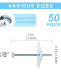 Heavy Duty Toggle Bolts Kit For Drywall 50 Pcs One Eighth Inch Butterfly Anchors With Screws dimensions and features