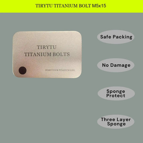 Packaging of Beefy Titanium M5x15 Bolts 4 Pack Ultra Strong Corrosion Resistant Screws for Bikes and Motorcycles