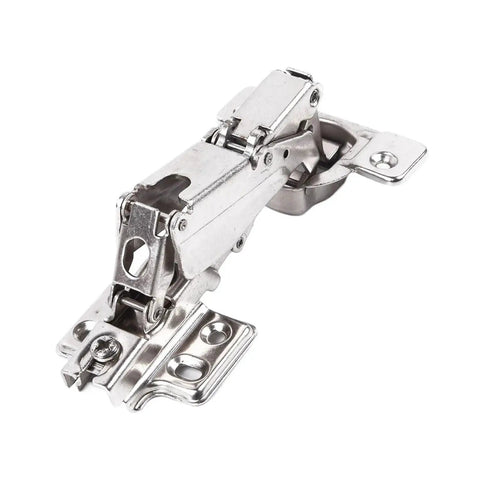 Rotating Concealed Cabinet Door Hinges With Corner Fold Design 1 Piece Easy Install Heavy Duty Cupboard Hinge in silver metal finish.