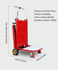 Ditch The Struggle With This Heavy Duty Electric Stair Climbing Hand Truck For Easy Moving Loads That Fold Up Small And Powers You Up Any Flight In Style, features red design and adjustable handle.