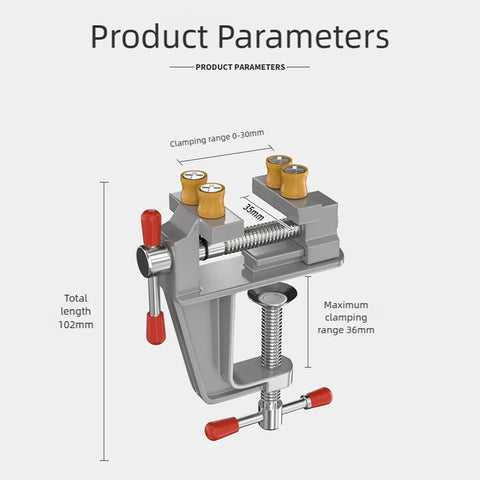 Heavy Duty 360 Degree Swivel Cast Iron Bench Clamp For Home Workshop And Metal Fabrication displaying clamping range and dimensions