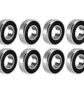 Eight 10x22x6 mm deep groove ball bearings, double-sealed carbon steel