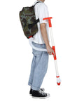 Person carrying Manual Fertilizer Spreader With Bag For Farm Crops And Garden Use Accurate Measurement Fertilizing Tool