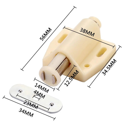 Top Shelf White Cabinet Push To Open Latches 8 Piece Set Dead Quiet Magnetic Door Damper Buffer dimensions 56x38mm hardware detail