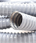 Close-up of coiled One And A Half Inch By 10 Ft Vac U Flex Hose With Smooth Interior For Maximum Airflow And No Clogs Anti Collapse