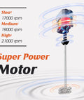 3-In-1 No-Fuss Rechargeable Milk Frother Handheld Foam Maker with super power motor showcasing speed options