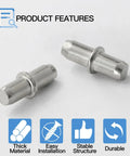 Two 5mm Heavy Duty Nickel Plated Shelf Pegs, showcasing durable construction for easy installation in bookshelves and cabinets.