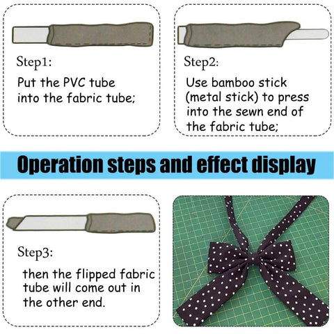 YEQIN Quick Turn Fabric Tube Turners, 3-count set with assorted sizes for sewing DIY