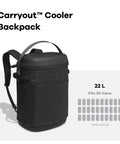 Carryout Cooler Backpack With All Day Cold Insulation And Portable Soft Build Trail And Park Friendly Features An Ergonomic Strap System 22 Liter Capacity In Shale Gray side view with ergonomic straps and secure top.