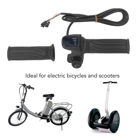 Pair Of Twist Throttle Grips With LED Battery Display For Electric Bikes And Scooters, Ergonomic Anti Slip Rubber Grips With Clear Readout Power Level, Durable Comfort For Daily Rides