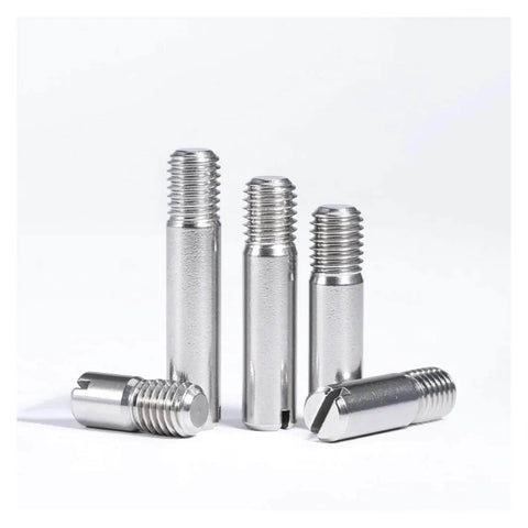 Stainless Steel Slotted Cylindrical Pin Dowel Set, 5 Pcs, Threaded Male Locating Pins M2 To M8, 14mm Diameter, 5 To 50mm Length, 304 Grade