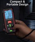 230ft Laser Distance Meter 1/16 Inch Accuracy Digital Laser Measuring Tool with Backlit LCD 8 Measurement Modes 30 Data Storage in hand
