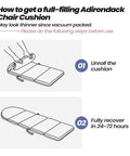 Illustration showing how to prepare Adirondack Chair Cushions Set Of 2 50x19.6 Inch Cushions For Outdoor Patio Rocking Chairs Black White Stripe.