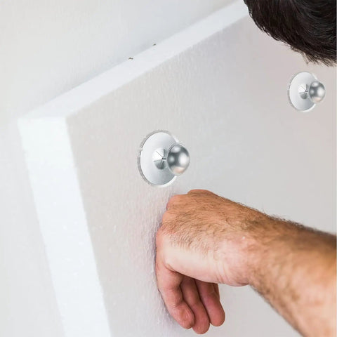Top Shelf Insulation Pins With Self Locking Washers And Aluminum Dome Caps For Foam Board Wall Ceiling used on foam board.